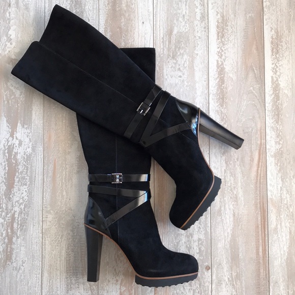 NWT Tod’s Black Suede tall platform boots - Picture 2 of 8